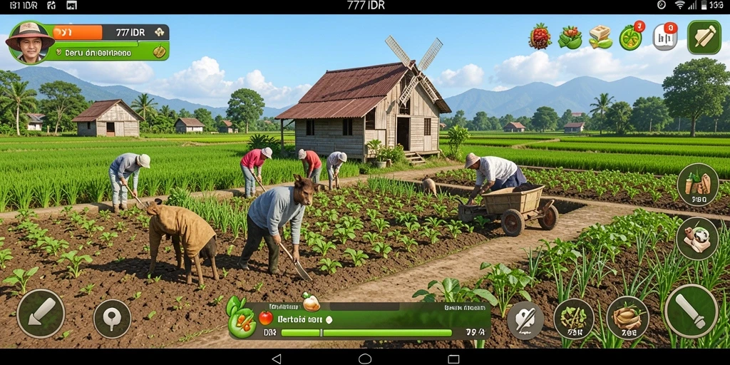 Tangkapan layar gameplay 777IDR yang menampilkan kebun yang subur.
