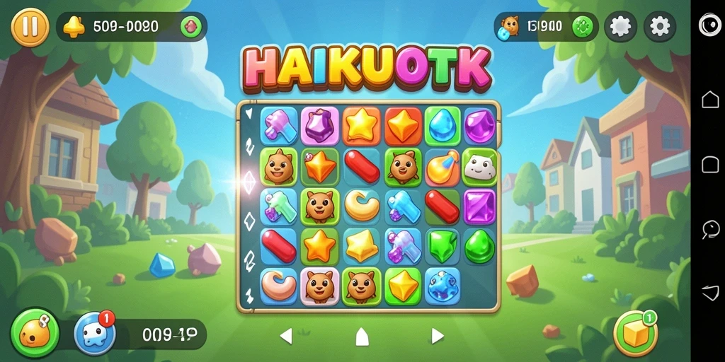 Tampilan gameplay seru HAIKUOTK dengan elemen Match-3.