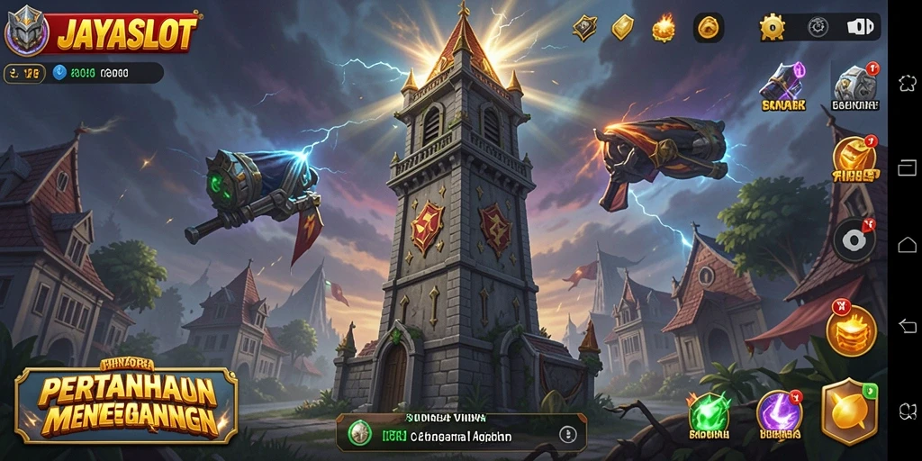 Tangkapan layar gameplay JAYASLOT yang mendebarkan di Tower Defense.