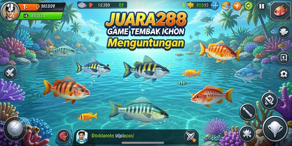 Tampilan menarik gameplay JUARA288 dengan berbagai ikan yang menunggu untuk ditembak.