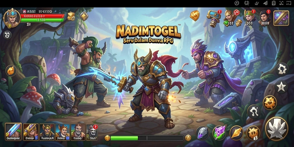 Screenshot gameplay NADIMTOGEL menunjukkan pertarungan seru di dunia RPG.