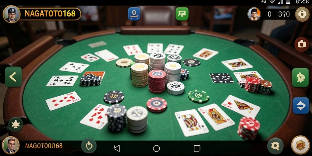 Tampilan gameplay seru dalam NAGATOTO168 yang menghadirkan Gaple klasik.