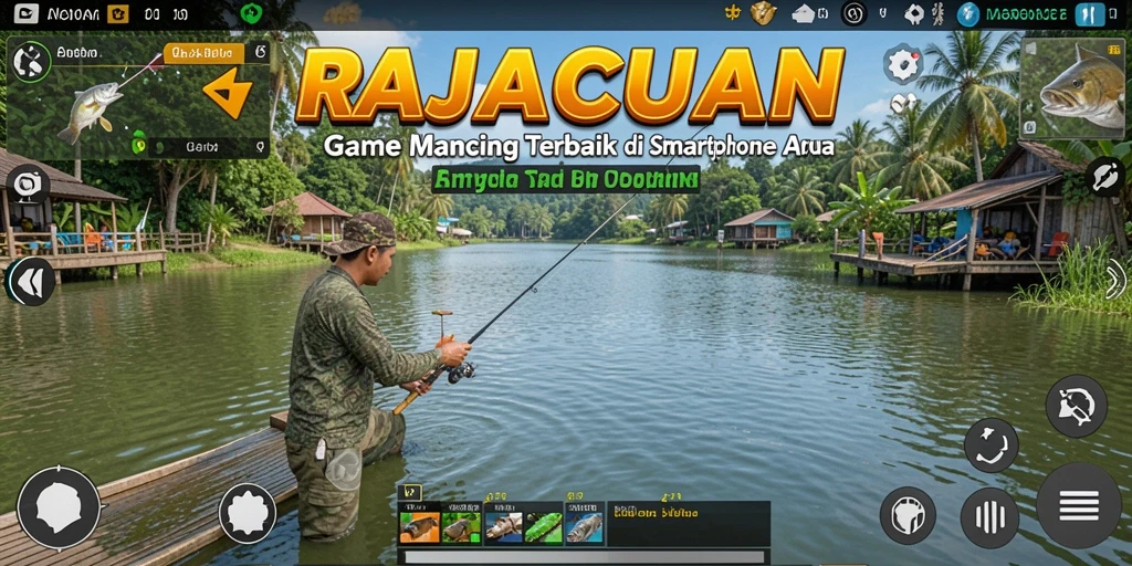 Tampilan gameplay RAJACUAN yang menawan saat memancing ikan besar.