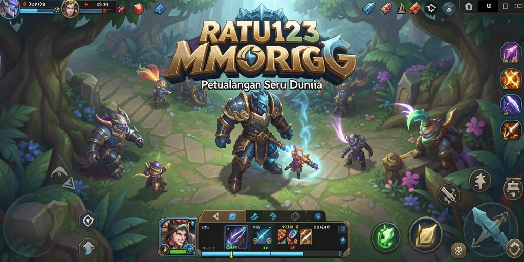 Gameplay epik dalam <strong>RATU123</strong> menunjukkan pertarungan melawan monster fantastis.