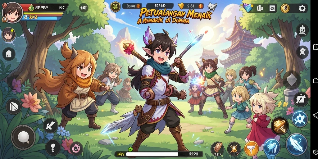 Tampilkan gameplay menarik RPRPRP dengan karakter anime yang unik.