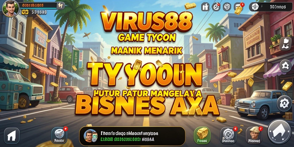 Tampilan gameplay VIRUS88 yang seru dan menantang dalam mengelola bisnis.